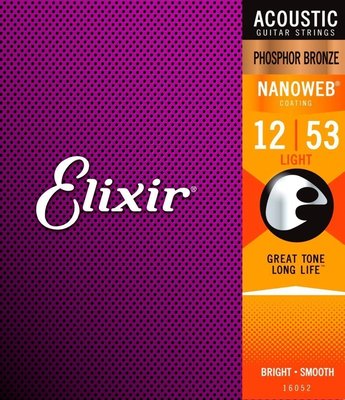 Struny Elixir NANOWEB Phospor bronze 12 53